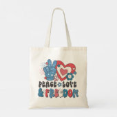 Vrede liefde & vrijheid tote bag (Achterkant)