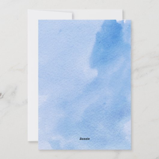 Vrede, liefde, vrolijkheid blauw waterverf & duif  feestdagenkaart (Achterkant)