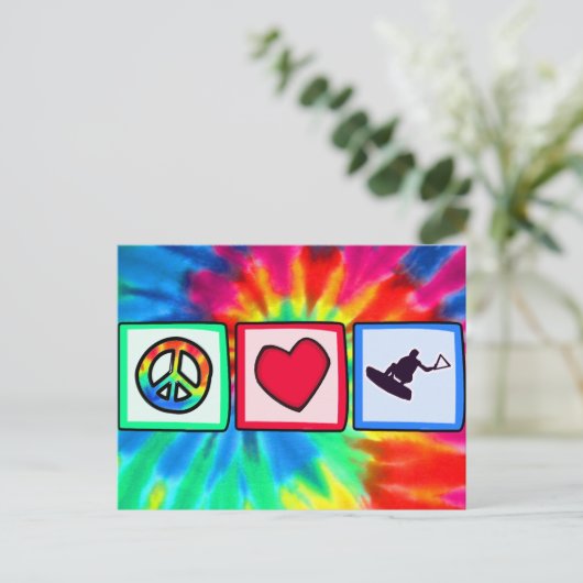 Vrede, liefde, wakeboarding briefkaart (Staand voorkant)