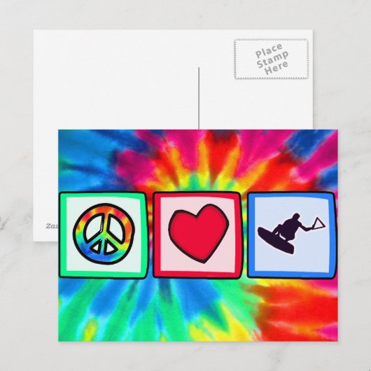 Vrede, liefde, wakeboarding briefkaart (Voorkant / Achterkant)