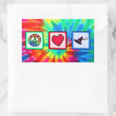 Vrede, liefde, wakeboarding rechthoekige sticker (Tas)