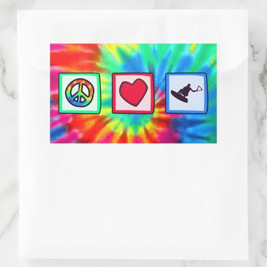 Vrede, liefde, wakeboarding rechthoekige sticker (Tas)