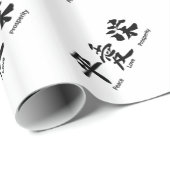 Vrede, liefde, welvaart, kalligrafie cadeaupapier (Rol Hoek)