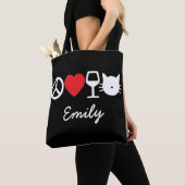 Vrede, liefde, wijn en katten (donker) tote bag (Dichtbij)
