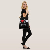 Vrede, liefde, wijn en katten (donker) tote bag (Op model)