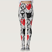 Vrede, liefde, wijn en katten leggings (Voorkant)