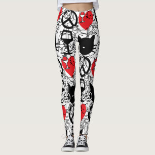 Vrede, liefde, wijn en katten leggings