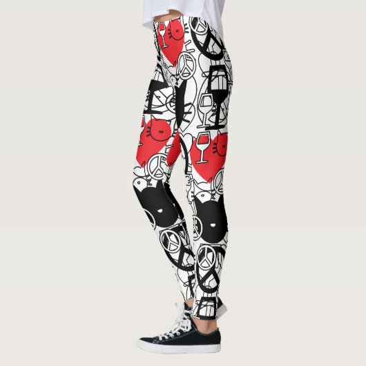 Vrede, liefde, wijn en katten leggings (Links)