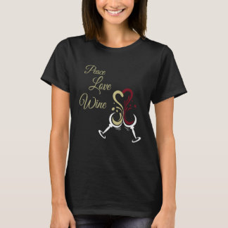 Vrede Liefde Wijn Slanke Pasvorm T-shirt