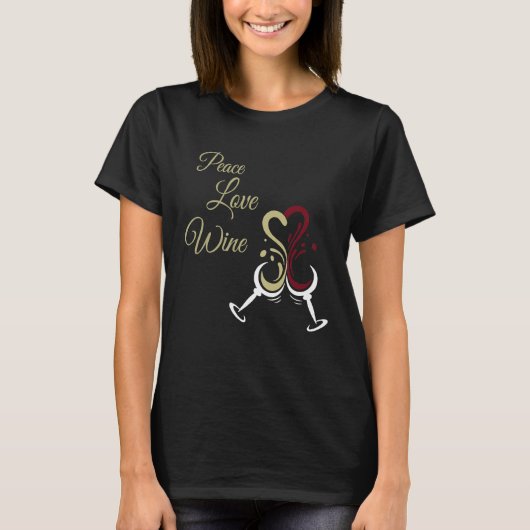 Vrede Liefde Wijn Slanke Pasvorm T-shirt (Voorkant)