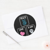 Vrede Liefde X-Ray Radiologie Tech Ronde Sticker (Envelop)