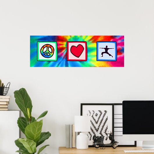 Vrede, liefde, Yoga Poster (Thuiskantoor)