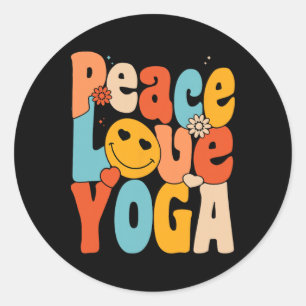 Vrede Liefde Yoga Retro Yoga Moeders Yoga Oma Ronde Sticker