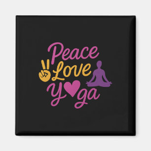 Vrede Liefde Yoga Script Afbeelding Magenta Goud Magneet