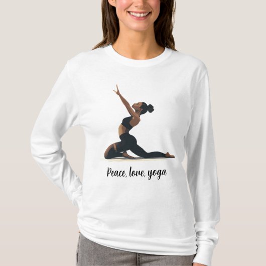 Vrede, liefde, yoga t-shirt (Voorkant)