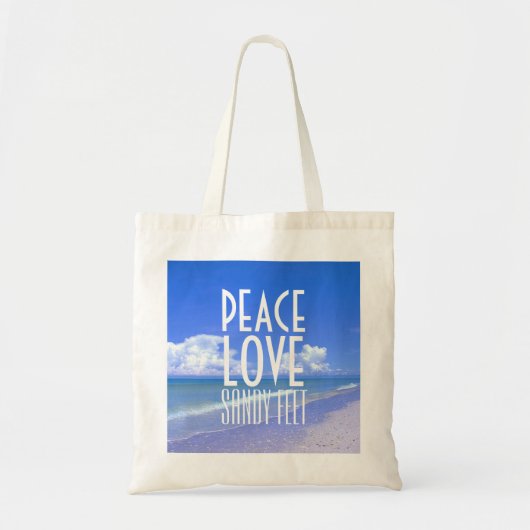 Vrede, Liefde, Zandige Voeten Tote Bag (Voorkant)