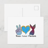Vrede Liefde Zeemeerminnen Cool T-shirt Briefkaart (Voorkant / Achterkant)