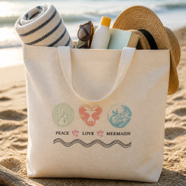 Vrede Liefde Zeemeerminnen Reistas Jumbo Grote Tote Bag