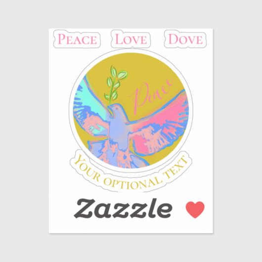 Vrede liefdesduif, Enkele sticker (Vel)