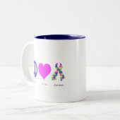 Vrede. Liefs. Autisme. (pastelkleurige) Mok (Voorkant links)