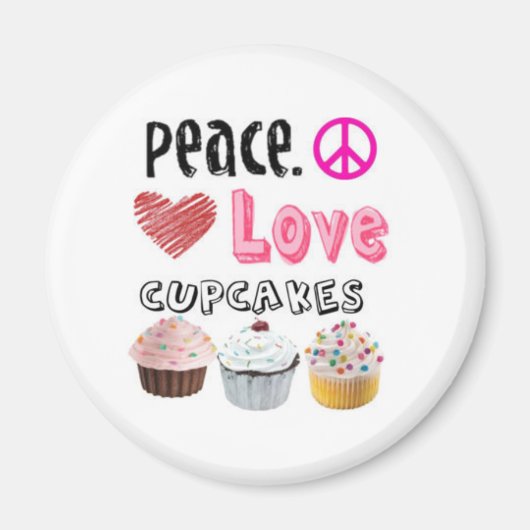 Vrede. Liefs. Cupcakes. Magneet (Voorkant)