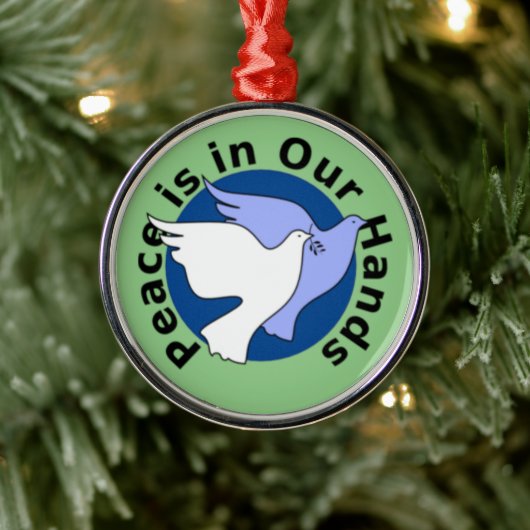 Vrede ligt in onze handen metalen ornament (Boom)