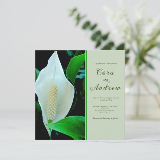 Vrede Lily bruiloft uitnodiging (Staand voorkant)