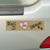 VREDE, LOVE en SIBERIANS-Bumpersticker Bumpersticker (Op auto)