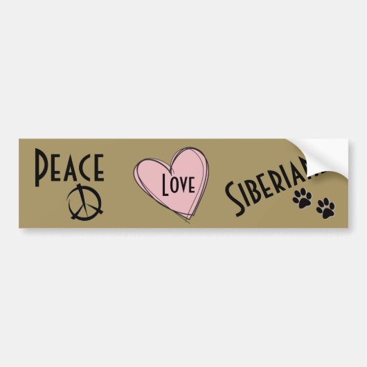 VREDE, LOVE en SIBERIANS-Bumpersticker Bumpersticker (Voorkant)