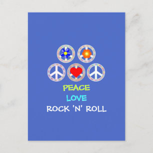 VREDE, LOVE, ROCK 'N' ROLL. BRIEFKAART