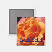 VREDE magneet Oranje Roos Bloem natuur (Voorkant / Achterkant)