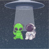 Vrede met Alien & Astronaut op Decal Sticker (Voorkant)
