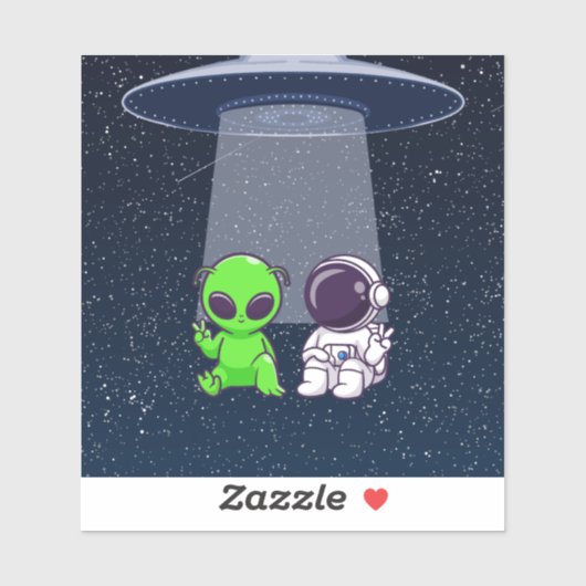 Vrede met Alien & Astronaut op Decal Sticker (Vel)