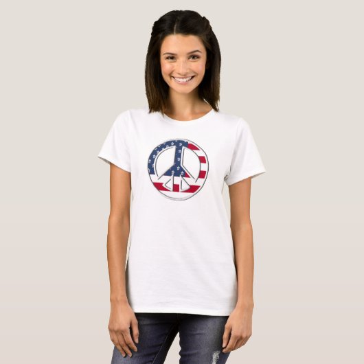 Vrede met Amerikaanse vlag T-shirt (Voorkant volledig)