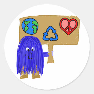 vrede met blauwe aarde recyclen ronde sticker