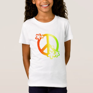 vrede met bloemen , rasta - kleuren t-shirt