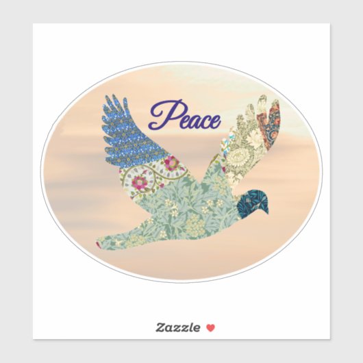 Vrede met Dove  Style Patchwork Sticker (Vel)