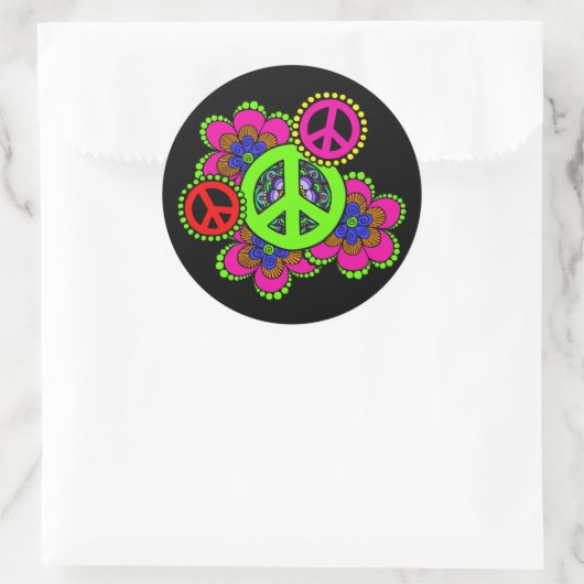 Vrede met drijfveer ronde sticker (Tas)
