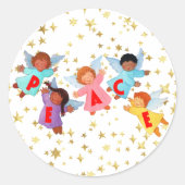Vrede met Engelen Ronde Sticker (Voorkant)