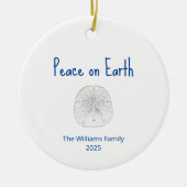 Vrede met kerstbeugels en dollazen op aarde keramisch ornament (Voorkant)