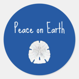 Vrede met kerstbeugels en dollazen op aarde ronde sticker