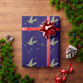 Vrede met Kerstmis met duif in vlucht Festive Cadeaupapier