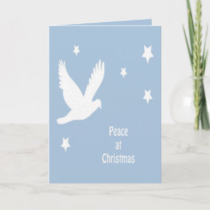 Vrede met Kerstmis met vliegende duif Witte Logo Feestdagen Kaart