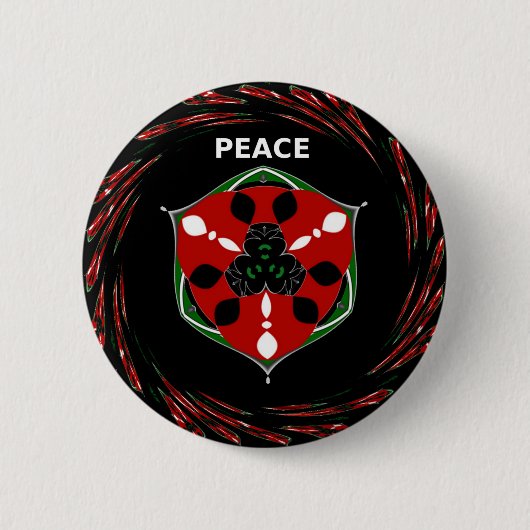 "Vrede: met Schild Embleem" Kunstprint Ronde Button 5,7 Cm (Voorkant)