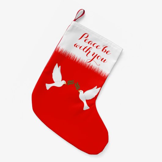 Vrede met u en witte doven kleine kerstsok (Voorkant (Hangend))