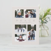 Vrede modern minimaal 5 foto neutraal Kerstmis Feestdagenkaart (Staand voorkant)