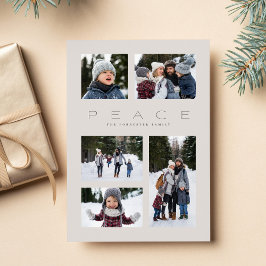 Vrede modern minimaal 5 foto neutraal Kerstmis Feestdagenkaart