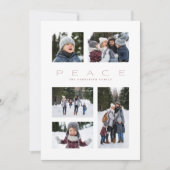 Vrede moderne, minimale 5-fotokerstKerstmis Feestdagenkaart (Voorkant)