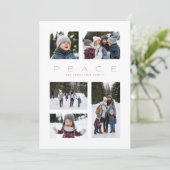 Vrede moderne, minimale 5-fotokerstKerstmis Feestdagenkaart (Staand voorkant)