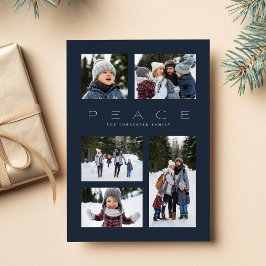 Vrede moderne minimum 5 foto marine Kerstmis Feestdagenkaart